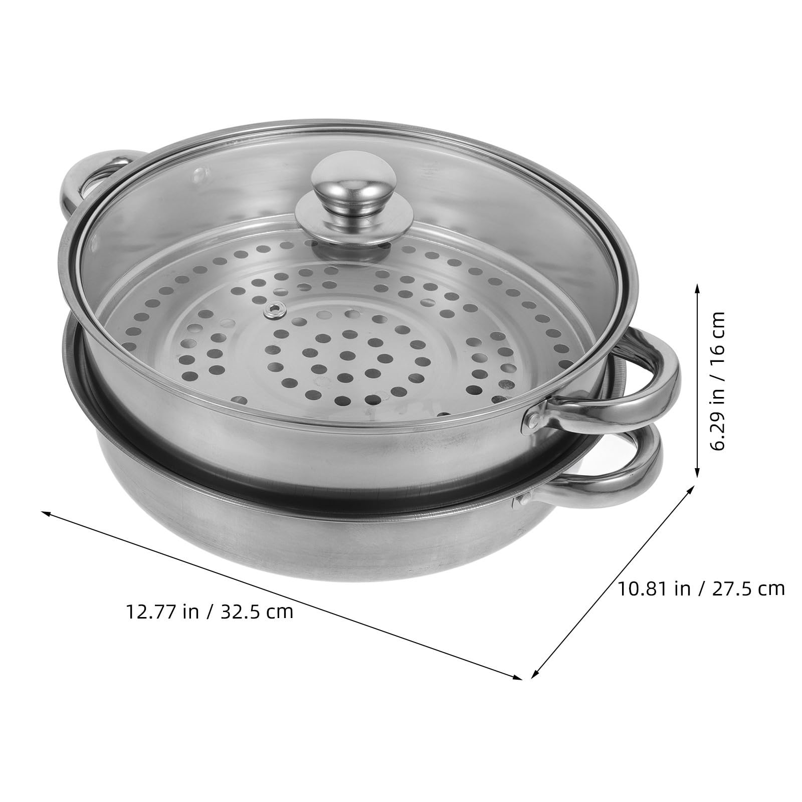 Vaporera de Acero Inoxidable Doble Capa Tapa, Plata