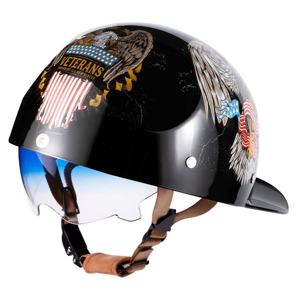 Xyyym Men's F Motorcycle Hal Helmet, Personalized Retro Hal Helmet, Ece/Dot Certification, Built-In Sunglasses, Unique And Exquisite Appearance, Suitable Or And Wo, Comfortable Lining