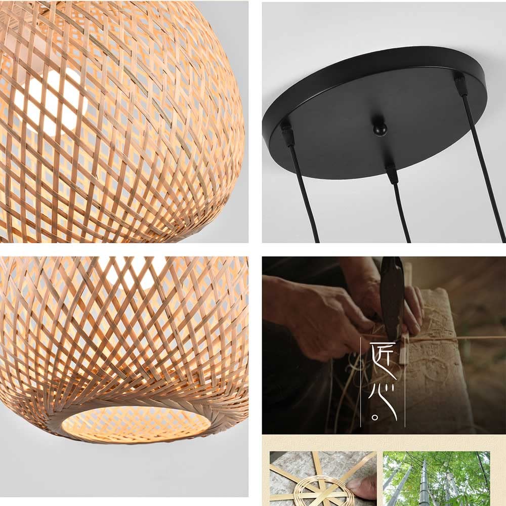 Naturalne bambusowe dzielnicę artystyczne okrągłe oprawy oświetleniowe Bamboo Apszade wiejskie wyposażenie lampy wiszącej Wysokość Wysokość Wisijanie Lekkie do ogrodu, jadalnia, nauka, sypialnia,