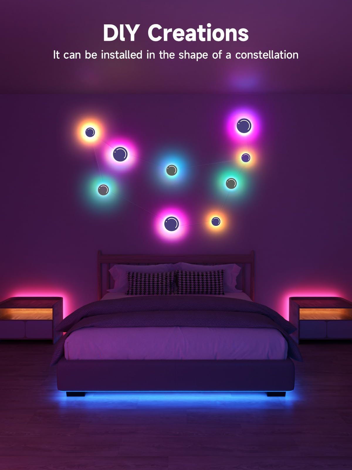 Tyute RGB Smart Wall Light, LED Constellation Light, DIY Starry Night Strip Lights with App & Remote Control, Music Sync - Image 4