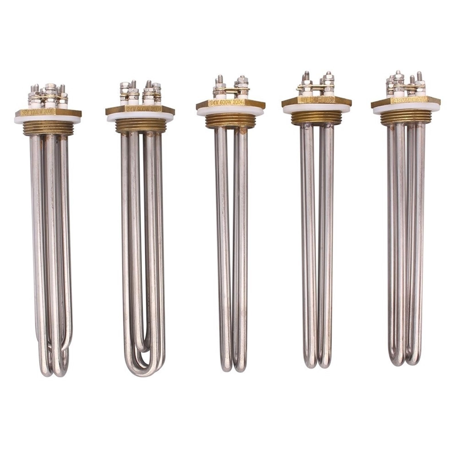 24 V 48 36 DC Heizelement DN32 Gewinde Rohr Tauch Warmwasserbereiter 600 W/900 W/1200 W/1500 W 1 Stücke(Silver,36V 1200W 3 loops)
