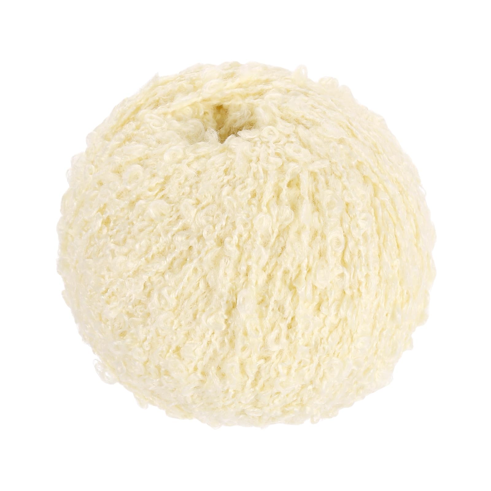 sourcing map Wool Acrylic Fancy Loop Yarn, 1-Ply Wool Roving Luxurious and Soft Yarn Fiber Curly Hair Coils Felt for Hand Knitting Crocheting (50 Grams, Yellow)