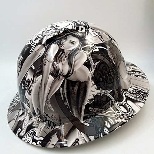 Wet Works Imaging Customized Pyramex Full Brim Sexy White Bad Bones Hard Hat With Ratcheting Suspension #TOP1