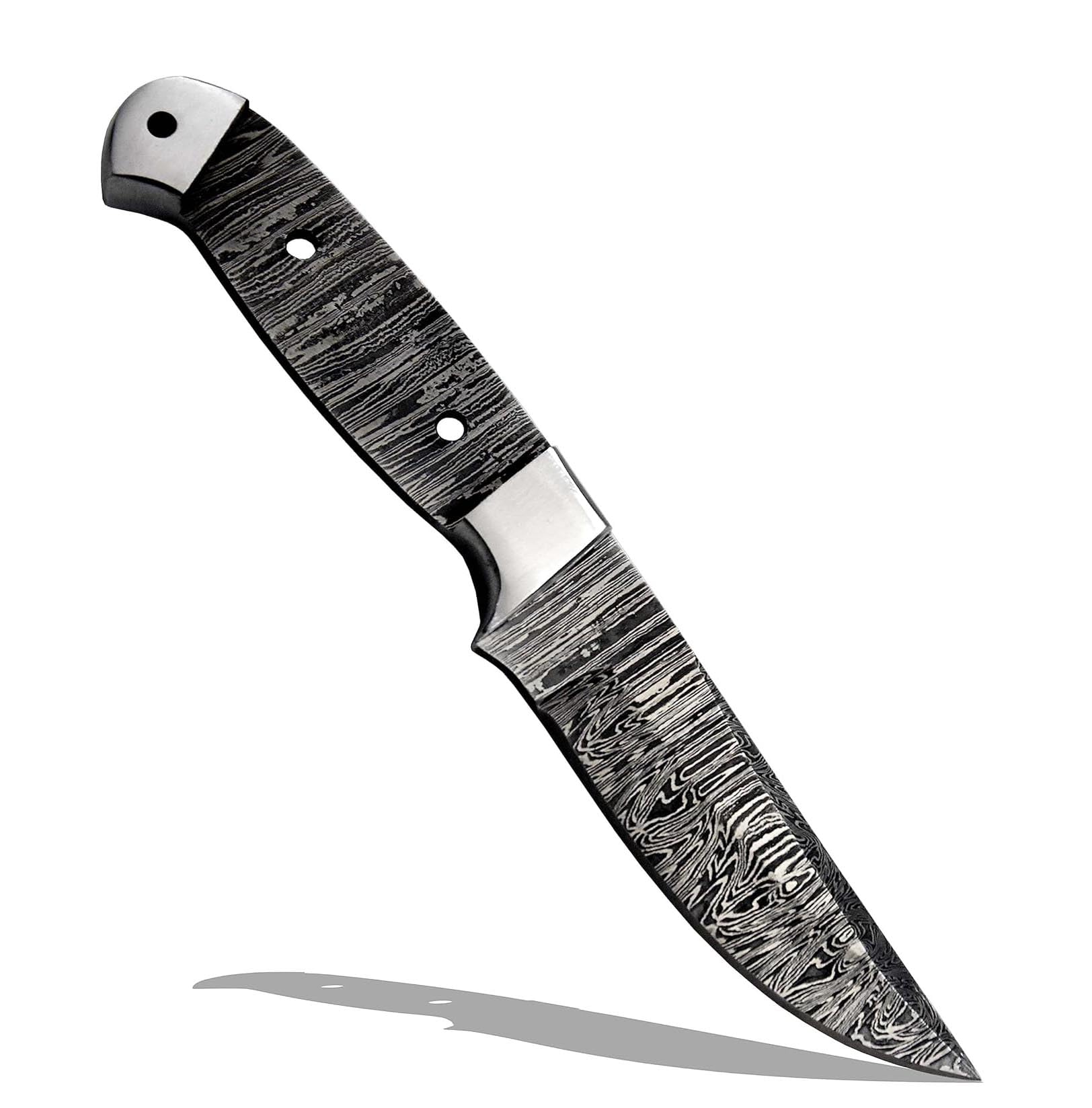 Custom Hand Forged Damascus Steel Blank Blade Hunting Knife DIY Damascus Blade Billet Camping, Bushcraft, Hiking Knives Handmade Steel Bolster Knife Making Supply (BB-10)