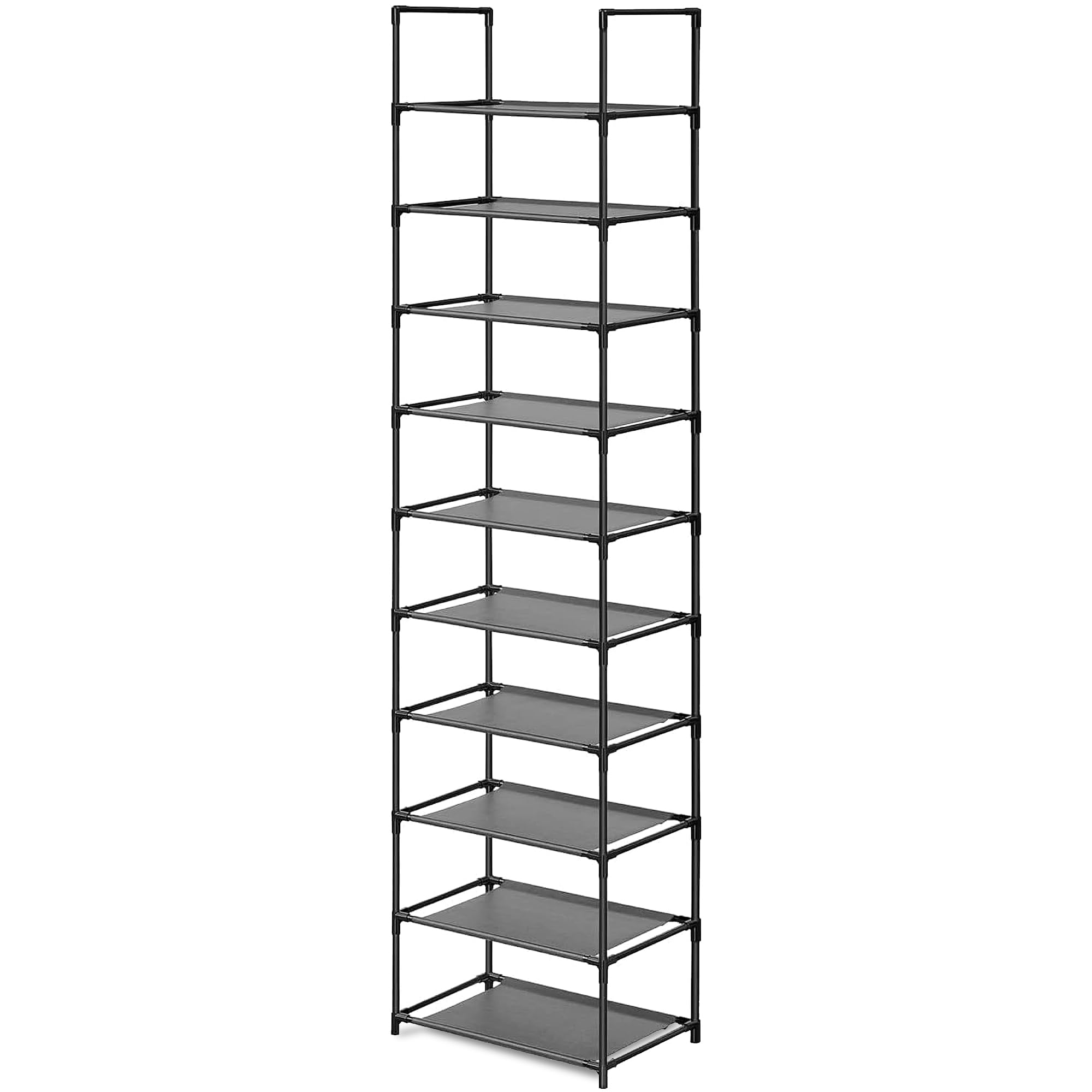 edihome, Schuhregal, 10 Ebenen, (28 x 45 x 173 cm), Schuhschrank Schmal, Schmale und hohe Schuhregale aus Kunststoff, Vertikal, Regal, Show Rack (10 Ebenen - S)