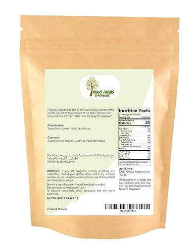 Miniatura 9 de Indus Farms Superfoods Polvo de fruta de papaya natural, ablandador de alimentos de papaína, añadir a adobos, salsas, batidos, recetas de hornear