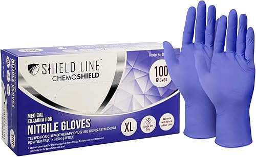 SHIELD LINE Guantes de nitrilo para examen médico, aptos para quimioterapia, desechables para médicos y enfermeras, sin látex ni polvo