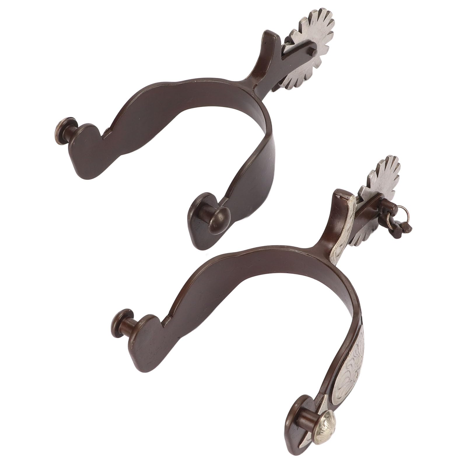 Espuelas Vaqueras para Hombre, 1 Par en Acero con Diseño Floral en Bronce, Estilo Vintage, Ajustables y Hechas a Mano para Botas Occidentales