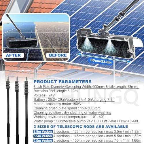 Solar Panel Cleaning KitEfficient Robot Brush & Powered Pole Tool for Outdoor Solar Panel & Window Glass Maintenance Easy Cleaning Solution for Optimal Performance image 3