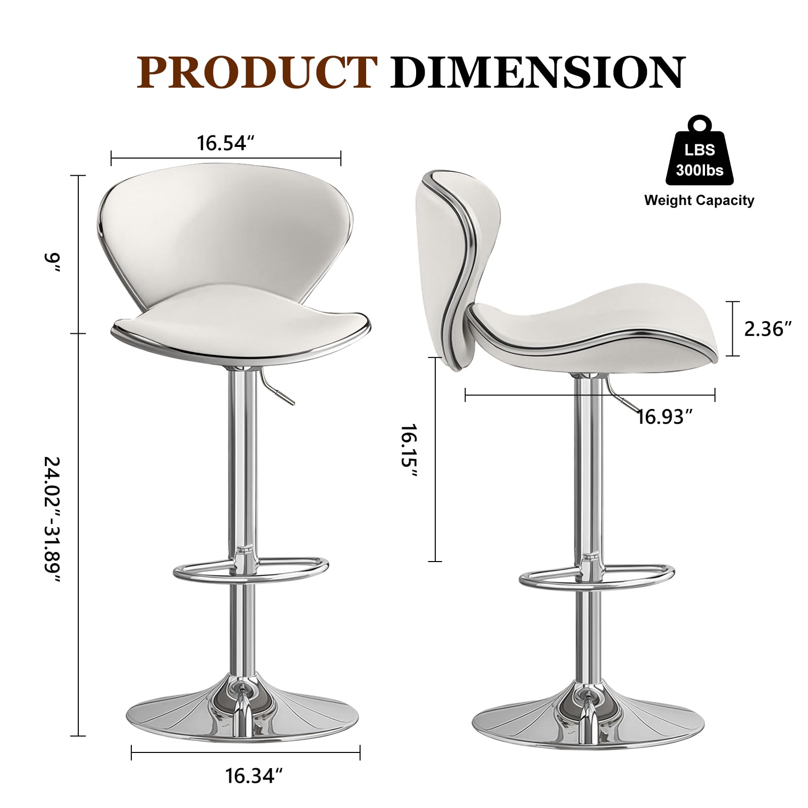 Barhocker-Set aus 2 Teilen, Moderne Barhocker mit Rückenlehne und Fußstütze, höhenverstellbare Drehstühle für die Theke