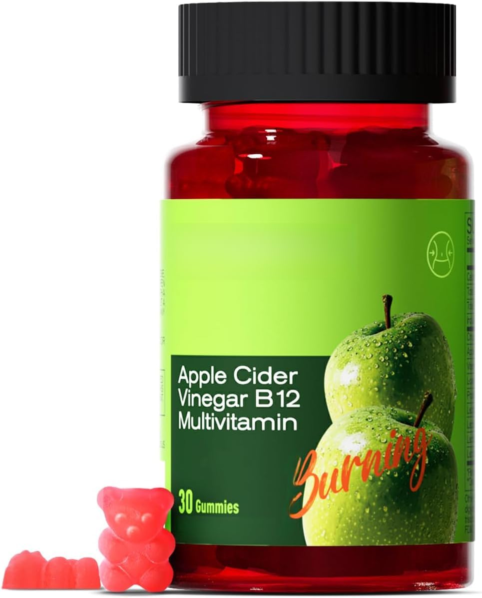 Gomitas de vinagre de sidra de manzana sin azúcar, vitaminas orgánicas, energía y metabolismo - Multivitamina - Apoya la vitalidad diaria - Sin OGM