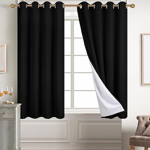 Miniatura 20 de Diraysid Cortinas 100% opacas de lino blanco para dormitorio, con ojales, aislamiento térmico, cortinas de oscurecimiento de habitación (2 paneles,