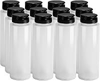 Vista 5 de Pinnacle Mercantile Botellas de condimento de plástico fáciles de apretar con tapa superior roja de 8 onzas, juego vacío 12