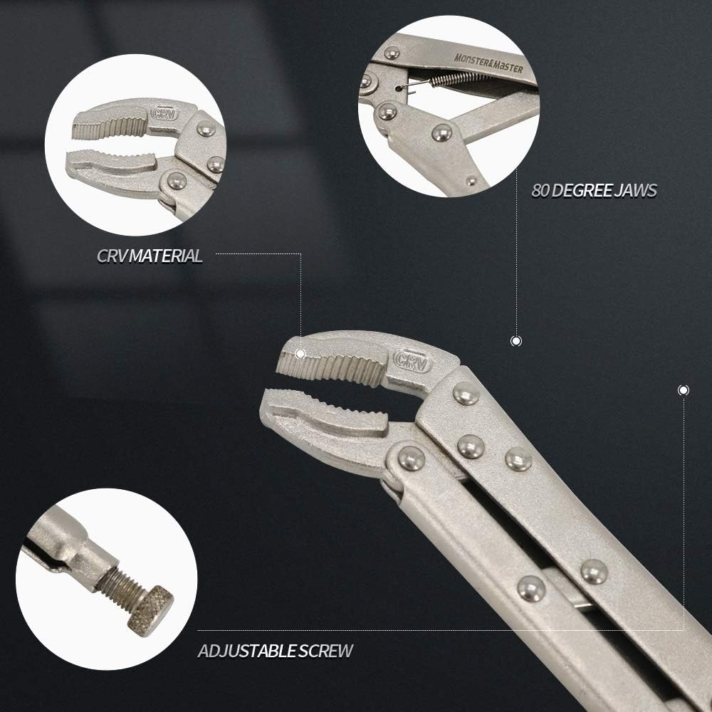 Monster & Master 12-inch Extended Locking Plier Set, Straight/45 Degree/80 Degrees, MM-LP-001-S2 - - 