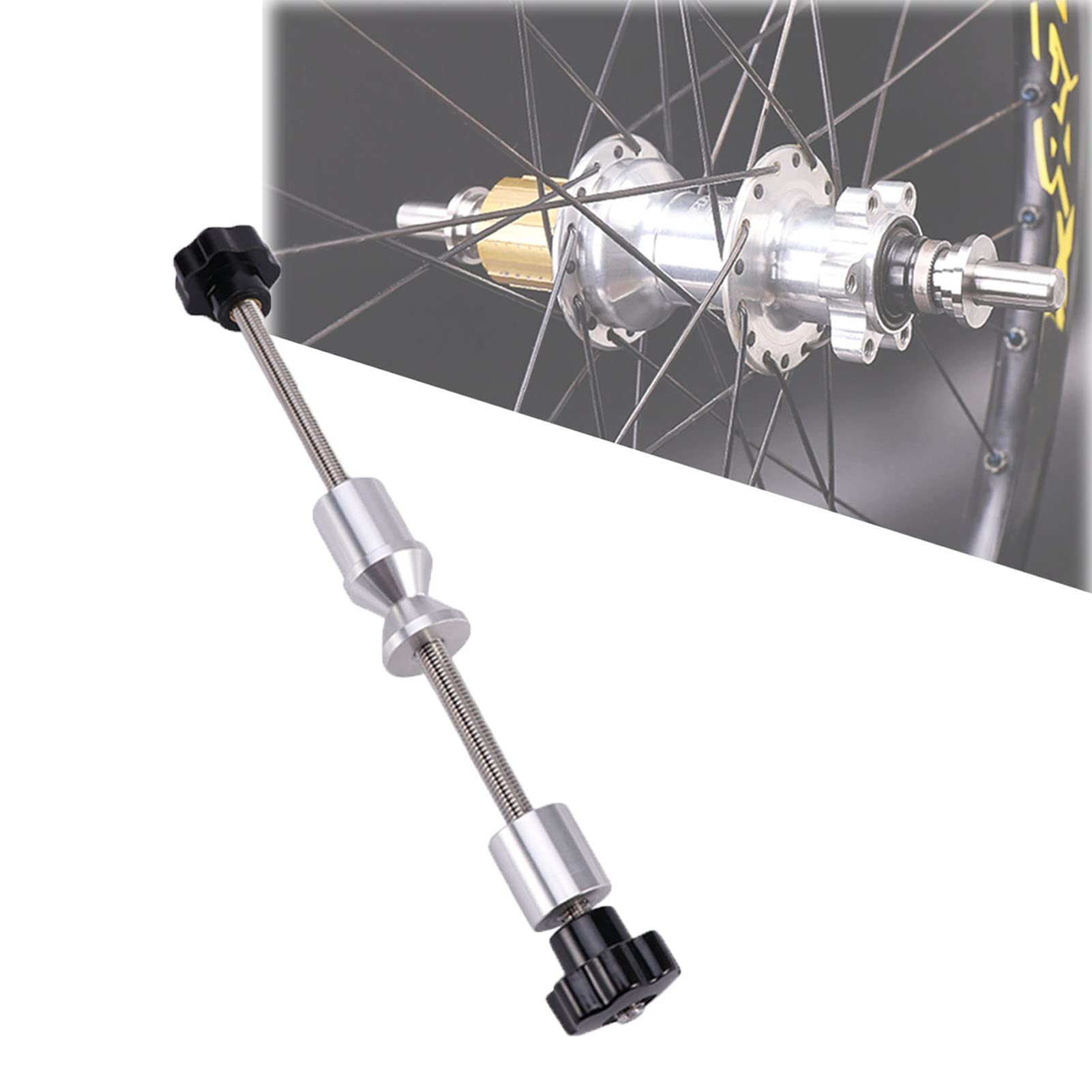 Support de roue de vélo - Adaptateur d'essieu traversant - 20 cm - Outil de réparation de moyeu de vélo en métal - Adaptateur de broche traversante - Fonctionne avec des roues