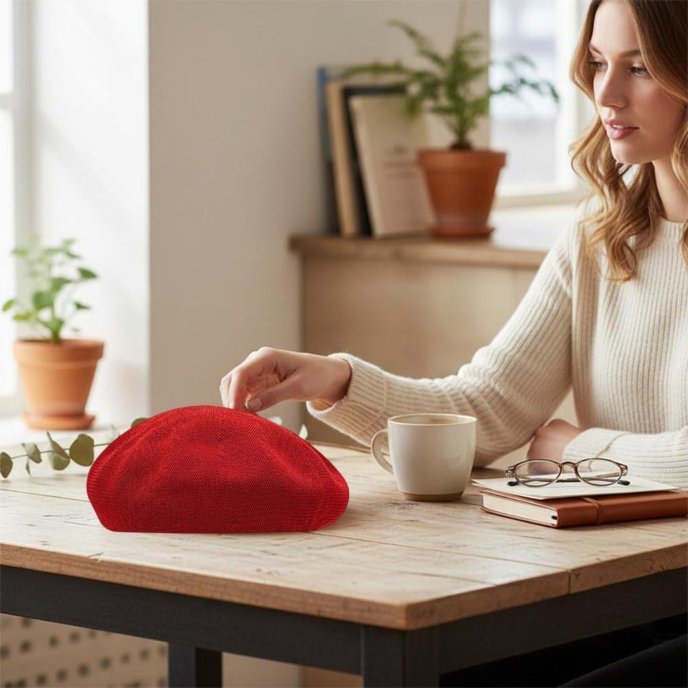 Béret Français Respirant pour Femme, Chapeau D'été Fin Léger De Peintre, Béret Vintage Uni, Casquette Littéraire pour Les Jours
