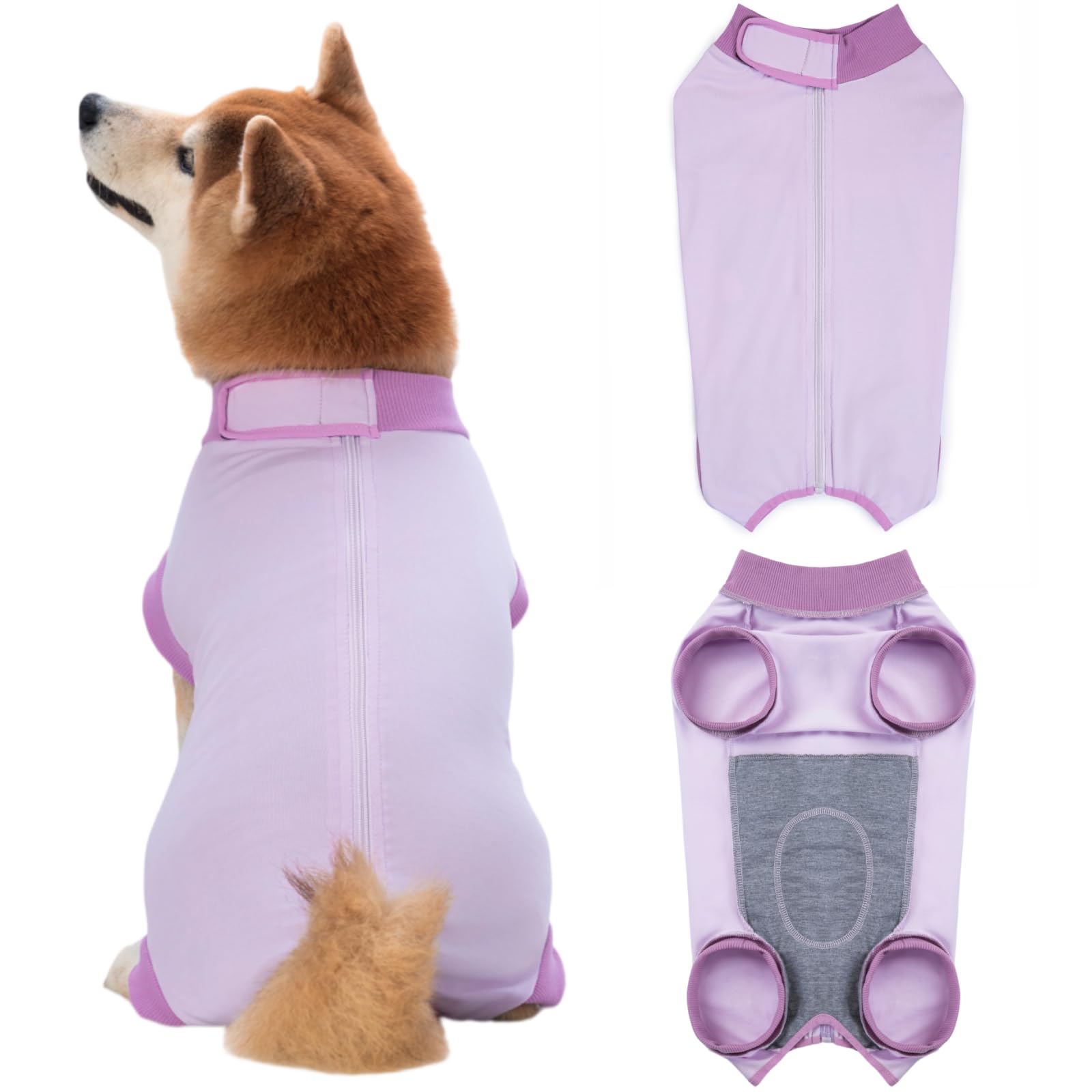 Dog Recovery Suit After Surgery, Abdominal Wound Protection Onesie, Anti-Licking Substitute for E-Collar & Cone, Relieves Anxiety, Easy to Put On, Suitable for Male & Female Dogs (Lavender, X-Small)