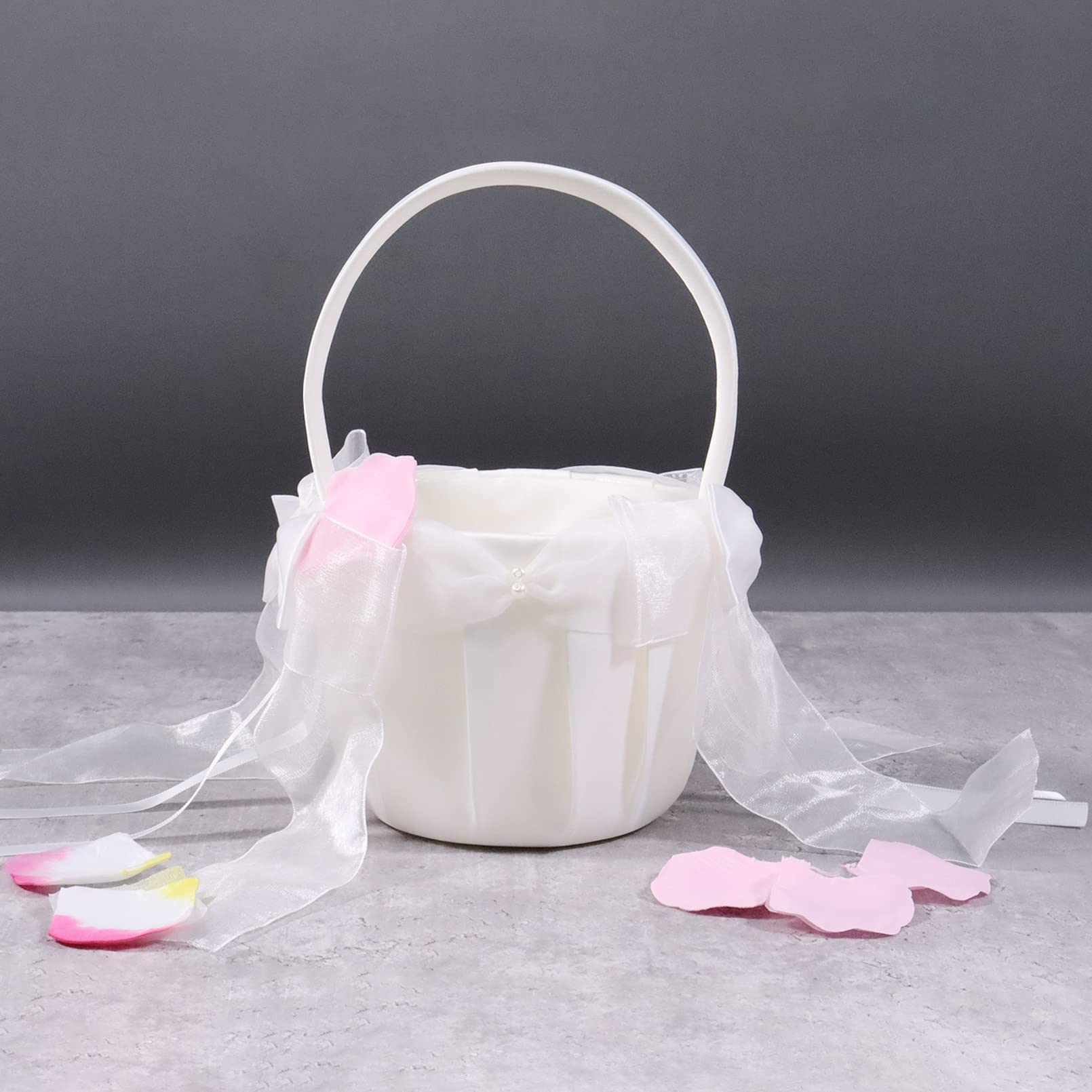 Cesto Fiori Matrimonio Per Damigelle - Bianco Con Pizzo, Decorativo E Pratico - Foto 6