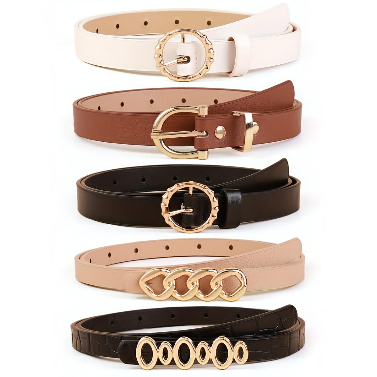 Leather Belts For Women And Girls 5 Pcs Combo Stylish Waist Belt For Dresses Jeans (16911LB)