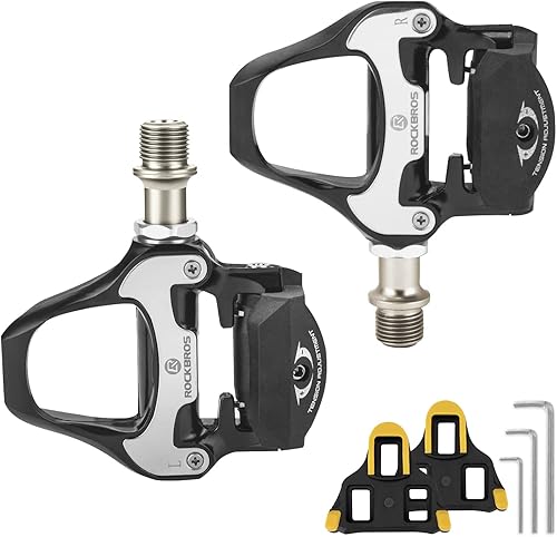 ROCKBROS Pedales de bicicleta de carretera ligeros sin clip con juego de tacos compatibles con el sistema SPD-SL