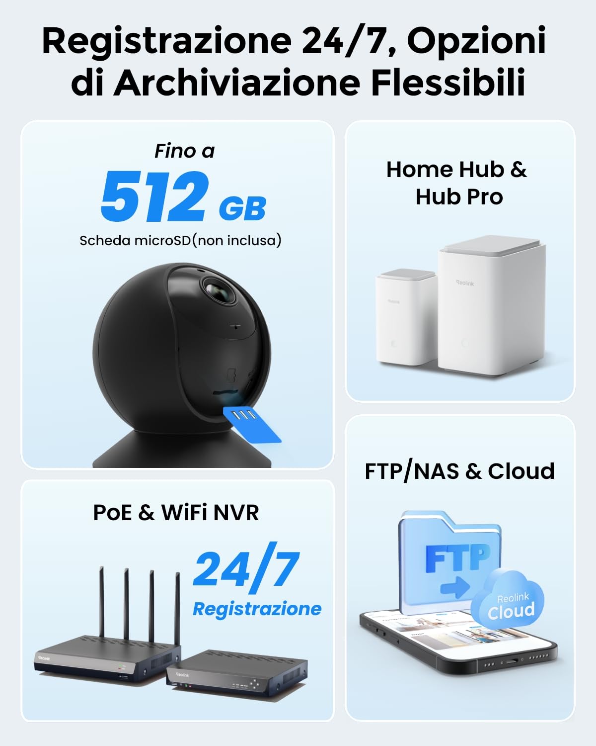Reolink 3MP Telecamera WiFi Interno, Audio a 2 Vie con Pan/Tilt, E1 Nero | Audio a 2 Vie, Videocamera Sorveglianza 2.4 GHz WiFi, Visione Notturna, Rilevamento di Persone/Pet, Archiviazione Cloud