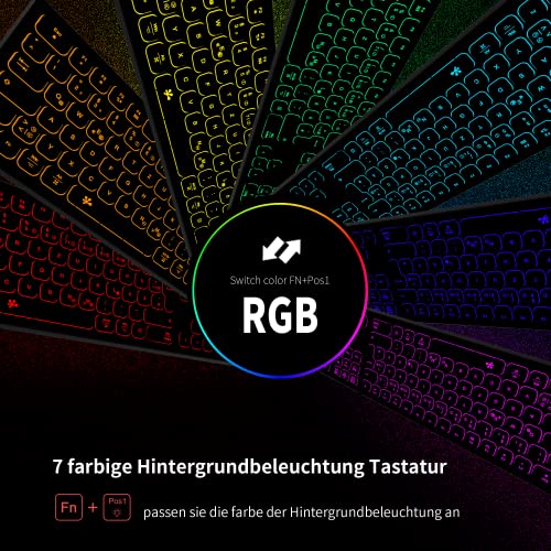 B.friendit Aluminium Kabelgebundene USB-Tastatur Slim mit RGB-Beleuchtung