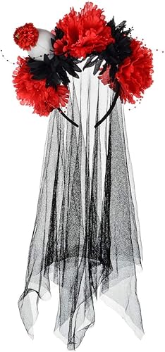 Miniatura 2 de Dia de los Muertos - Disfraz de rosa para mujer, tocado para Halloween, día de los muertos, velo muerto
