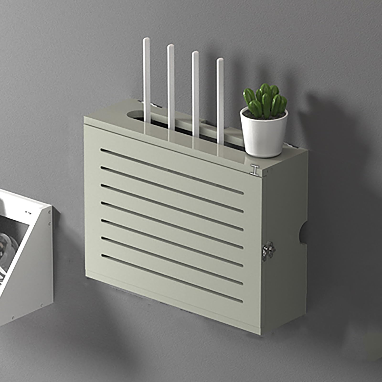 MESCXTY WiFi Router Storage Box,WiFi Box Hider Shelves for Wall,Basket Hiding Router,No Punching Wall Hanging Box,for Office and Home(Gray,L52.4cm/20.6in)