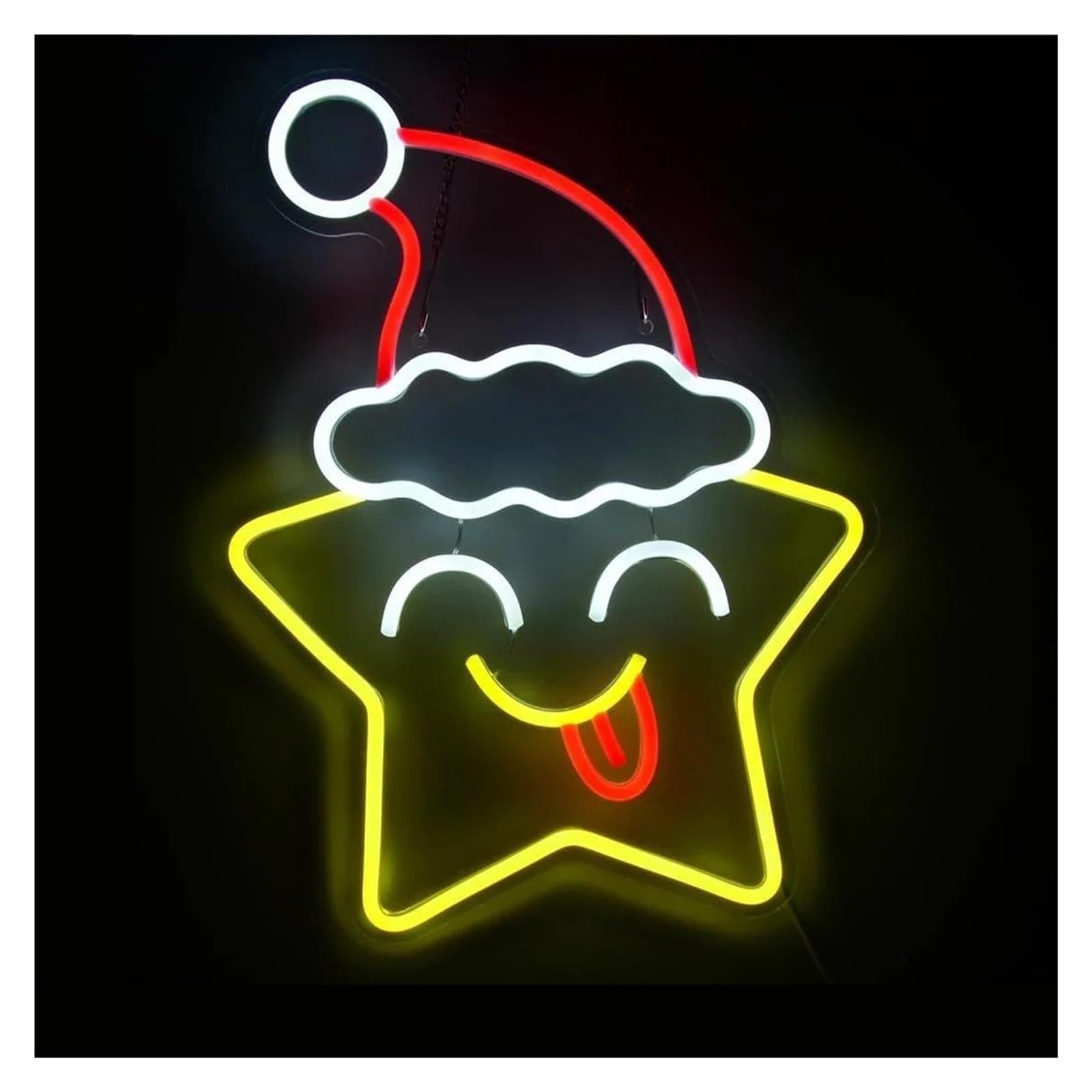luoliang Illuminazione al neon Per stella con cappello per insegna al per neon per luci LED divertenti sorriso alimentate tramite per 29,7cm × 39cm
