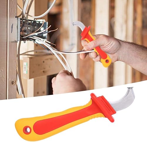 Miniatura 2 de WALFRONT Cuchillo de desmontaje de 1000 V con aislamiento de electricista, cortador de cables de tira rápida, cortador de cables, cuchillas