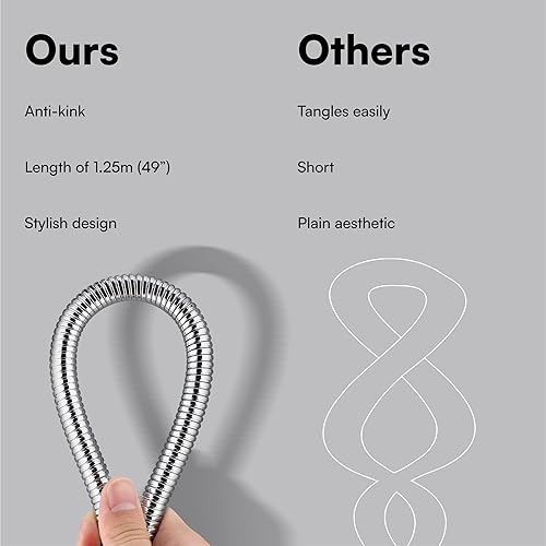 Miniatura 5 de H&S Manguera de ducha de acero inoxidable con 2 arandelas - 69 pulgadas - Manguera de repuesto universal con acabado cromado - Anti torceduras y