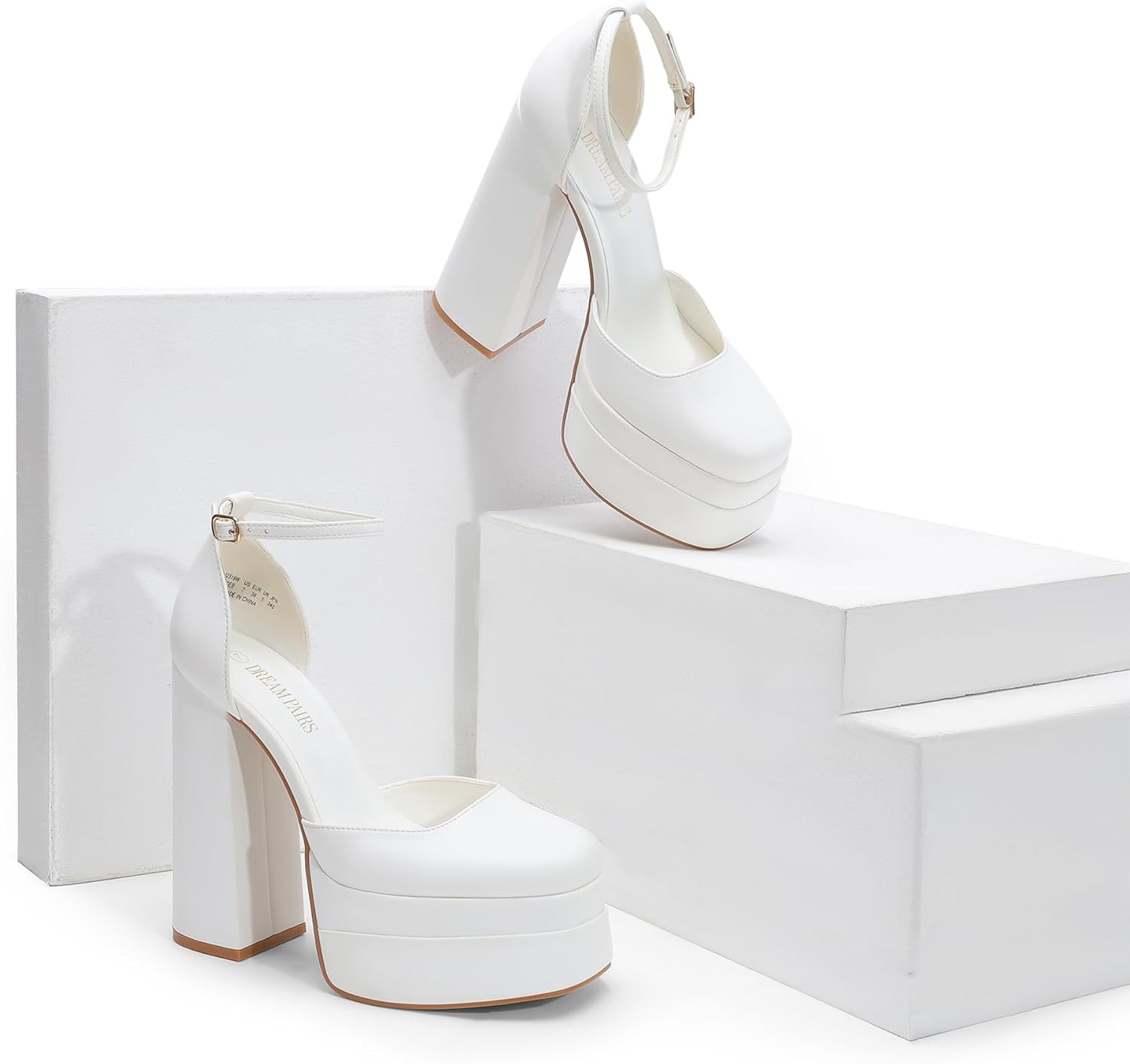 DREAM PAIRS Women’s High Chunky Platform Closed Toe Block Heels Square Toe Ankle Strap Dress Wedding Party Pumps Shoes Aurelia - Image 6