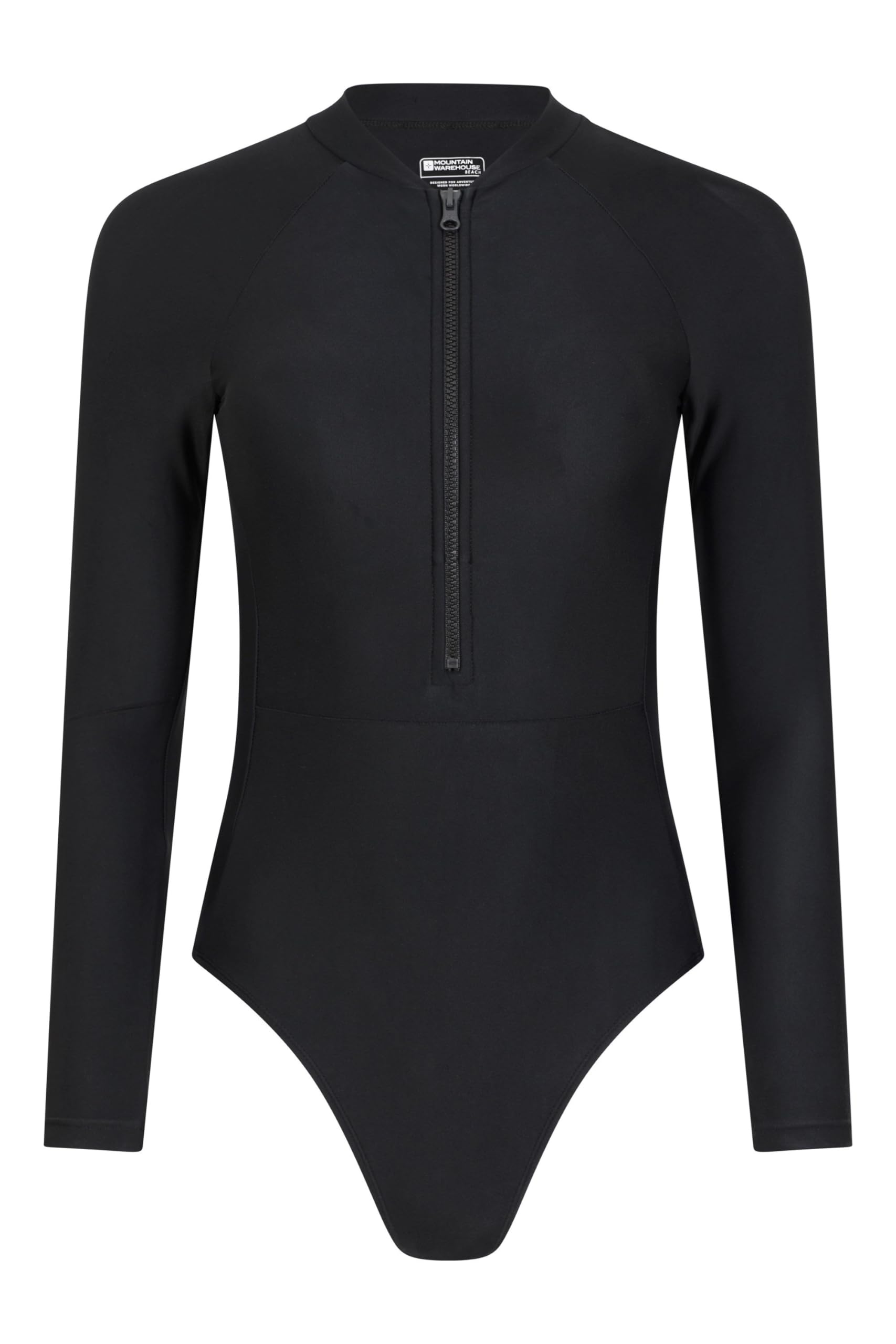 Mountain Warehouse Women's Jet Black Surfer Long Sleeve Swimsuit - Chlorine Resistant & Upf 50+ Swimwear - Summer Beach, Swimming, Pool, Diving & Water Sports Size 14