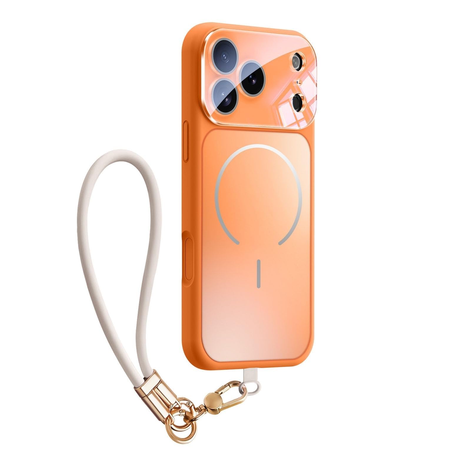 Generico Custodia Magnetica In Silicone Liquido For IPhone 17/17 Air/17 Pro/17 Pro Max, Copertura Protettiva For Fotocamera Con Rivestimento In Fibra Ultra Sottile(Orange,17 Pro Max)