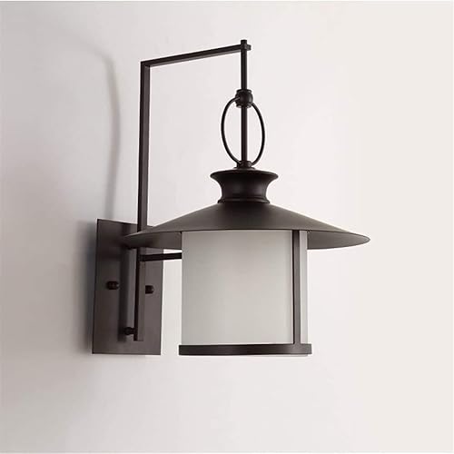 Miniatura 7 de Apliques de pared, lámpara de pared impermeable de metal estilo chino, pantalla de cristal, luz LED para interiores y exteriores, luces decorativas