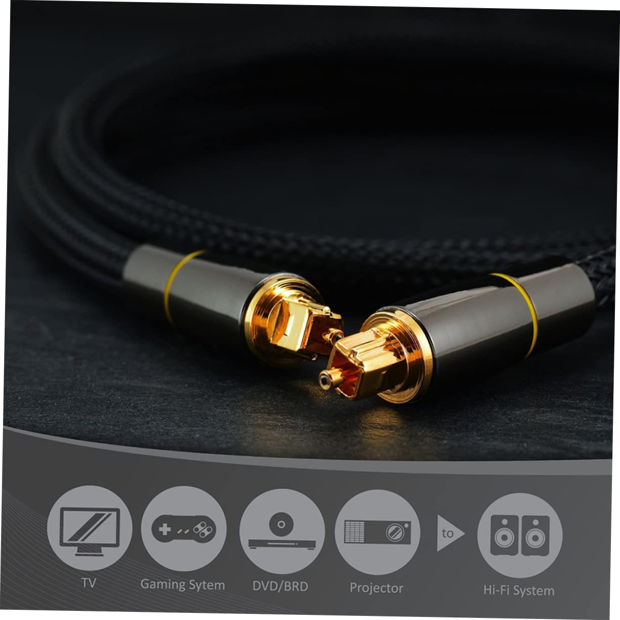 PartyKindom Cavo Audio Ottico Digitale Cavo Flessibile Maschio-maschio Per Tv e Home Theater Alta Conduttività Con Rivestimento Rete Ad Alta Densità