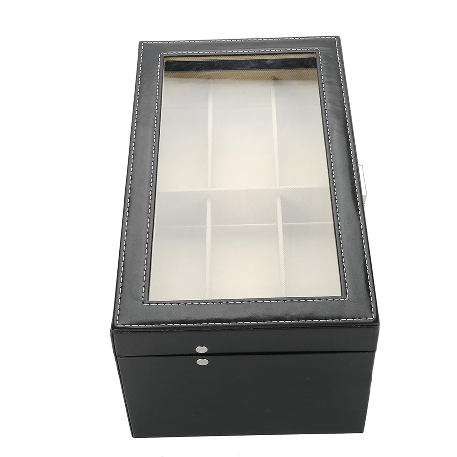 RIZGHWOY Zweilagiger Brillen-Organizer mit 12 Fächern Zum Ordnen und Präsentieren von Sonnenbrillen – Stilvolle, Tragbare Aufbewahrung in Schwarz – MDF und PU-Leder – 34 X 19 X 16 Cm