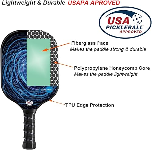 Miniatura 3 de Juego de 2 o 4 palas de pickleball aprobadas por USAPA, juego de raquetas de pickleball de fibra de vidrio con 4 bolas de pickleball para exteriores