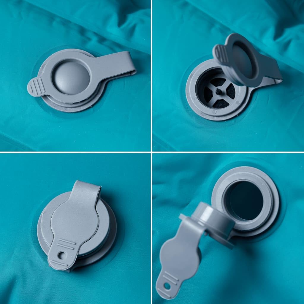 Colchoneta doble con cojín autoinflable azul para senderismo, playa, viaje, tienda de campaña