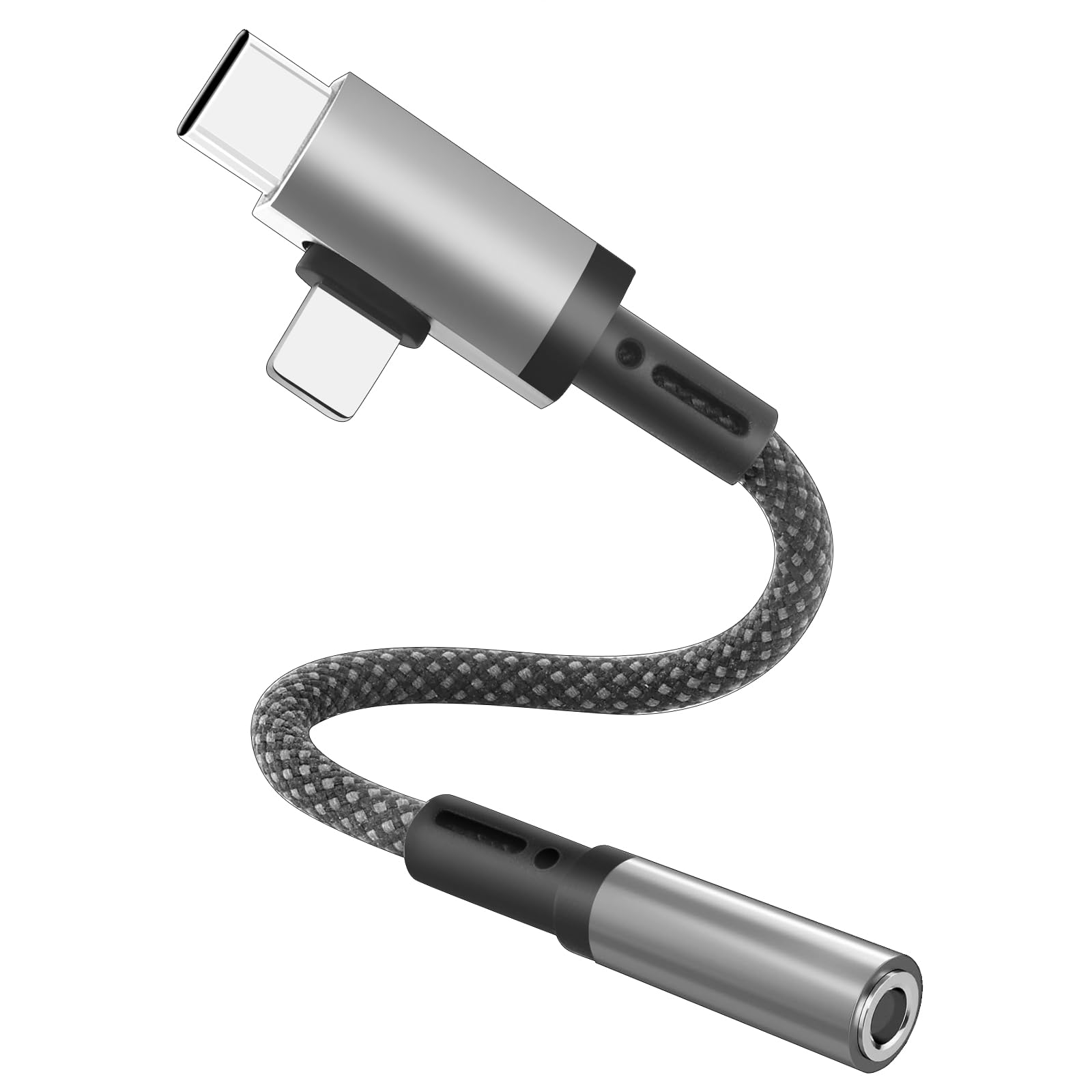 caojunzhen Lightning and USB C to 3.5mm Headphone Jack Adapter, USB C and Lightning to AUX Adapter (for Headphone Jack) for iPhone 16 15 14 13 Pro Max