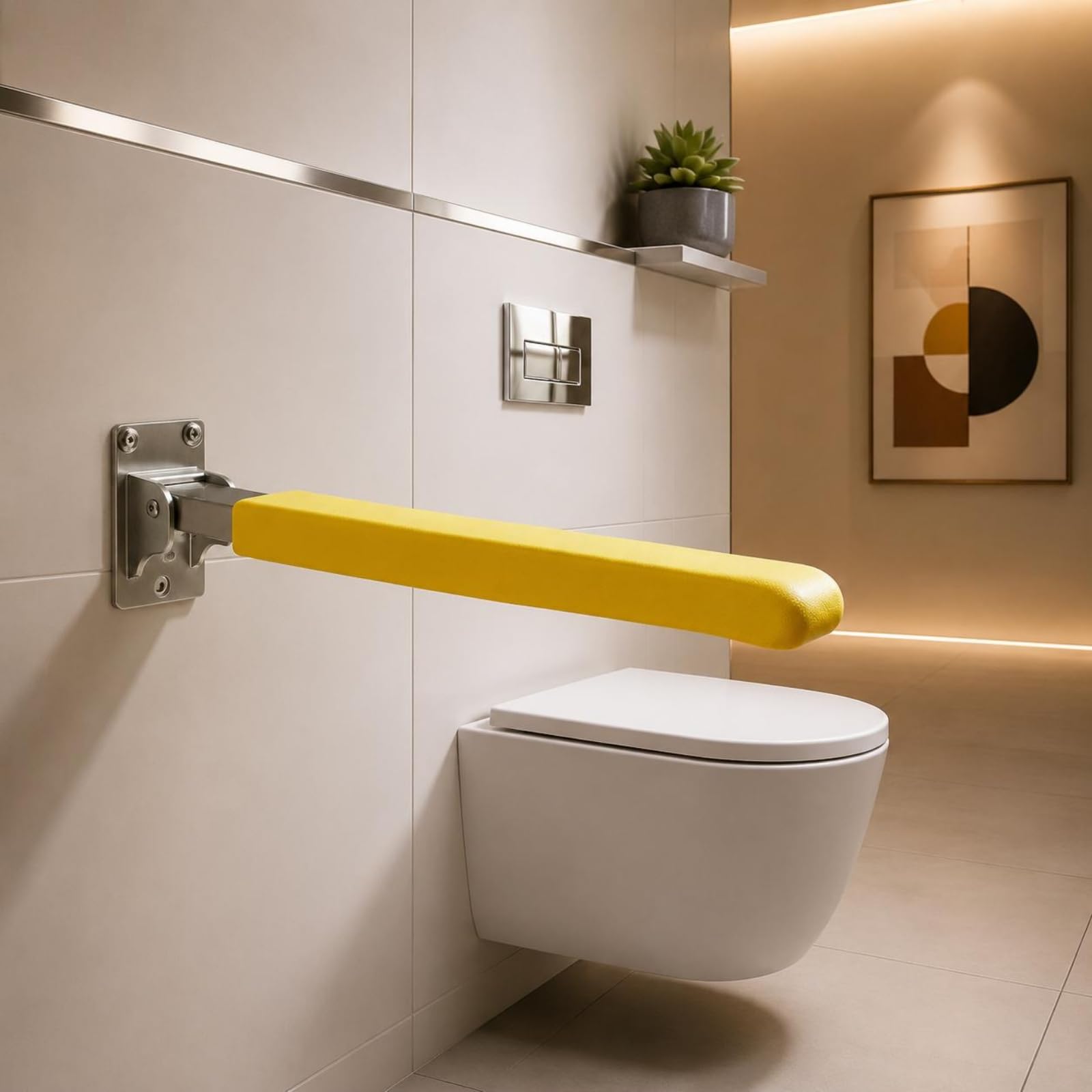 Corrimano Pieghevole per WC Barra di per, Bianco, Bianco Brillante, Corrimano Pieghevole Per WC 62CM Con Impugnatura Confortevole