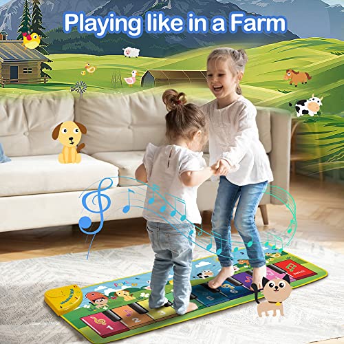 Best Piano Mats: make your kids happy with their footsteps on musical layout 30 FOKI Floor Piano Mat for Toddlers, Baby Kid Sensory Educational Dancing Keyboard Carpet Animal Sounds Blanket Touch Playmat Musical Mats Birthday Toddler Toys for 1 2 3 4 5 Year Old Boy Girl Gifts #3
