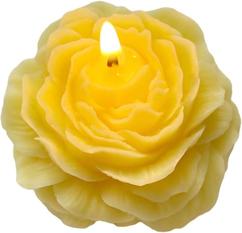 Velas con forma de flor de peonía amarilla para mujer, vela estética aromática pastel con fragancia de manzanilla, regalo de Navidad para amigos,