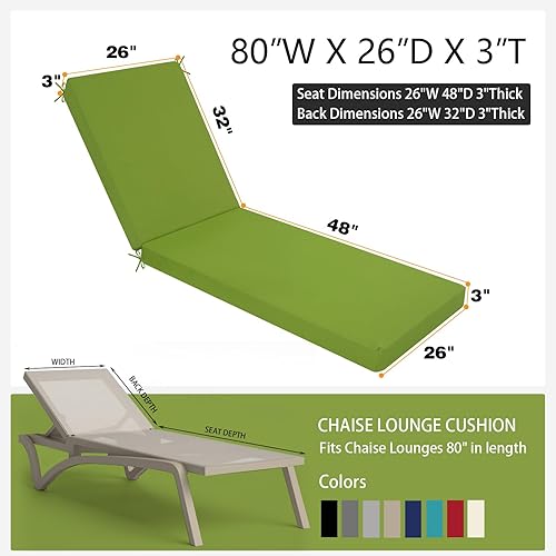 Miniatura 1 de idee-home Cojines de tumbona para exteriores, cojines para sillas de descanso al aire libre para muebles de exterior, resistentes a la intemperie y