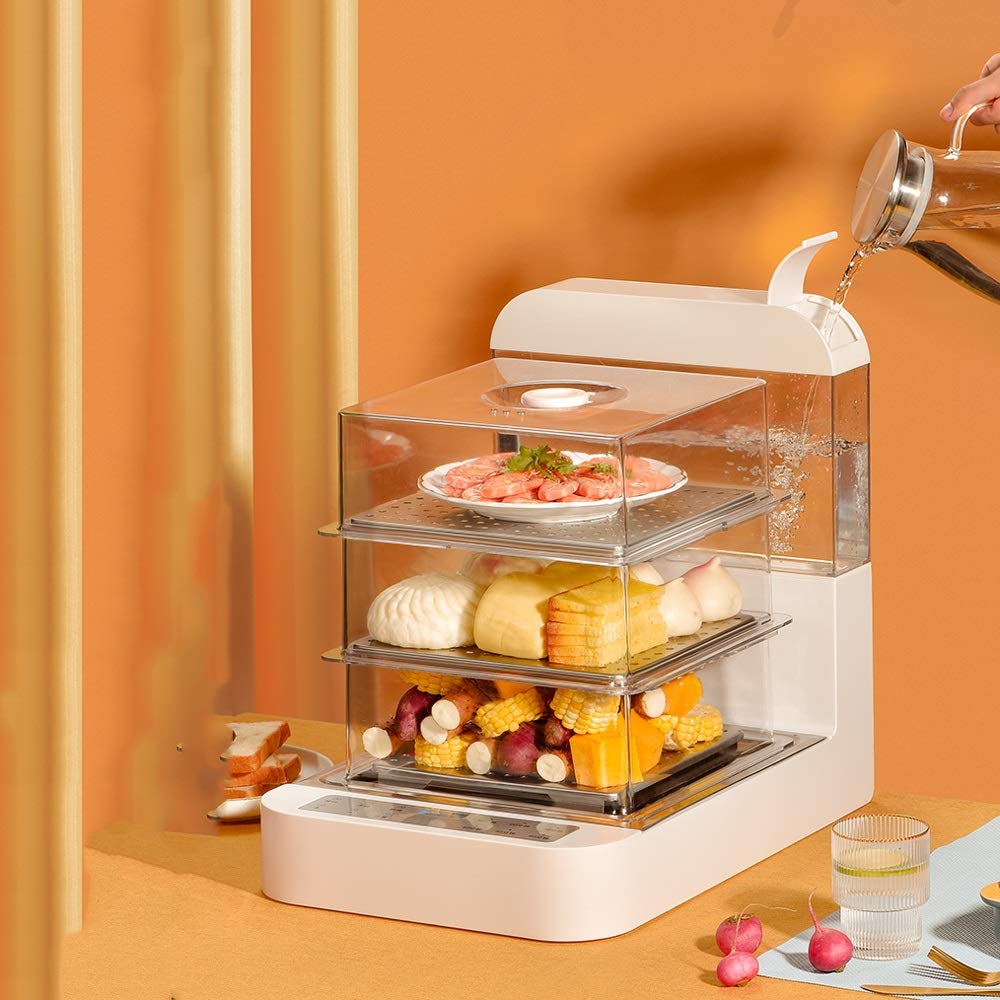 Vaporiera elettrica Multifunzionale a 3 Strati per la Cottura di Frutti di Mare e Verdure