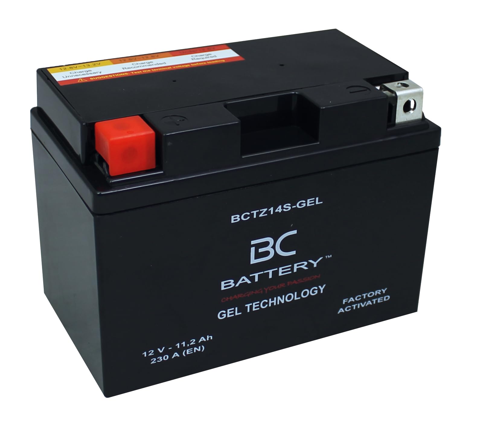 BC BATTERY Batterie de démarrage pour moto avec GEL 12V 11.2Ah BCTZ14S-GEL Moto&Scooter, sans entretien, scellée, préchargée, similaire à YTZ14S