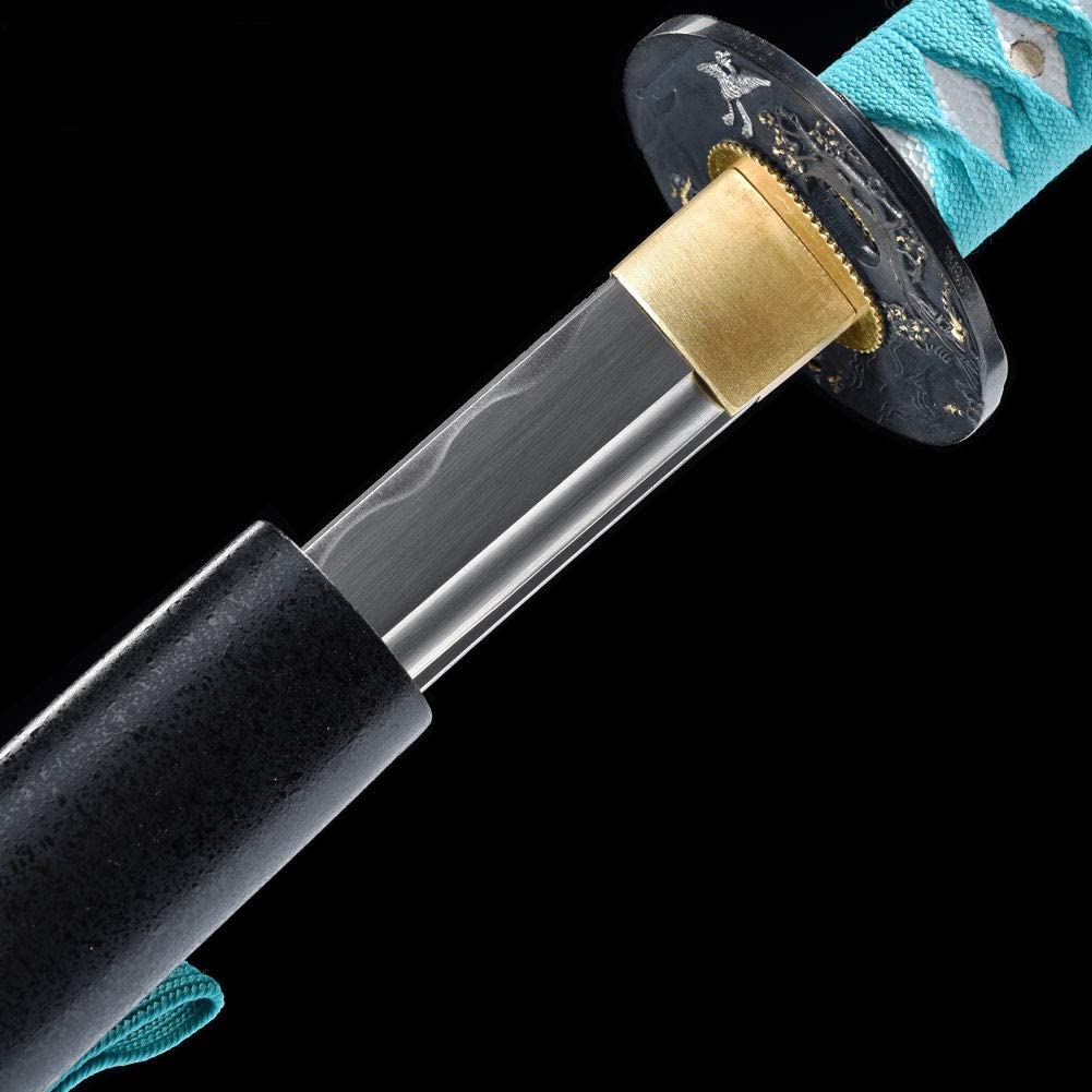 YONG XIN SWORD-Samurai Katana Sword, Japanese Handmade, Practical, Damascus/1060/1095 Carbon Steel, Tempered/Clay Tempered, Full Tang, Sharp, Scabbard