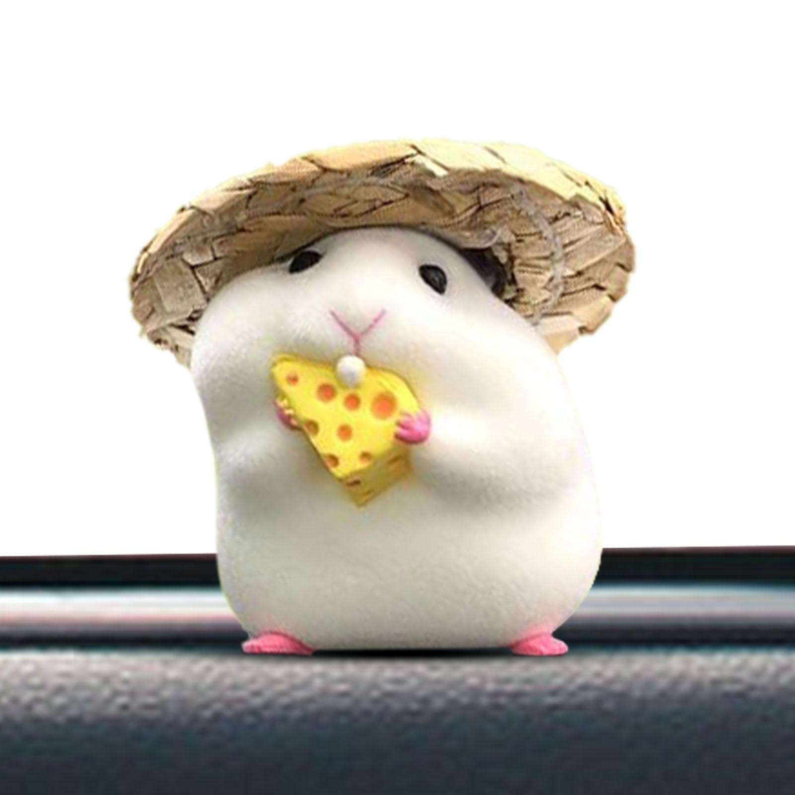 Rianpesn Hamster Car Dashboard Decorations | Cute Foodie Hamster Ornament Resin Decoration | Cute Hamster Ornament Resin Figures Decoration for Car Dashboard