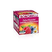 Bonomelli – Infusi Armoniosi – Camomilla e Frutti Rossi, Confezione da 12 filtri – Infusione a Caldo e a Freddo, Ingredienti 100% Naturali, Senza Zuccheri e Senza Calorie (24g)
