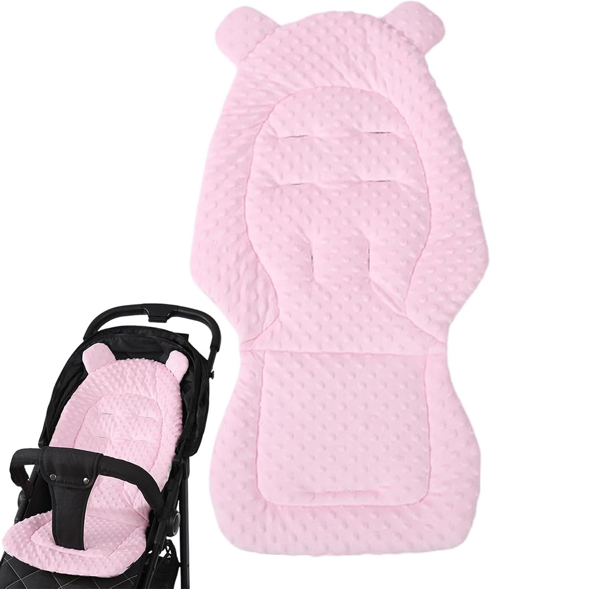 Pram Liner - Baby Pushchair Seat Liners Padded, Reversible Double-Sided Baby Pushchair SeatLiner, Breathable Buggys Seat Cover, Washable Warm Infantss SeatMat for MostPushchairs (Pink)